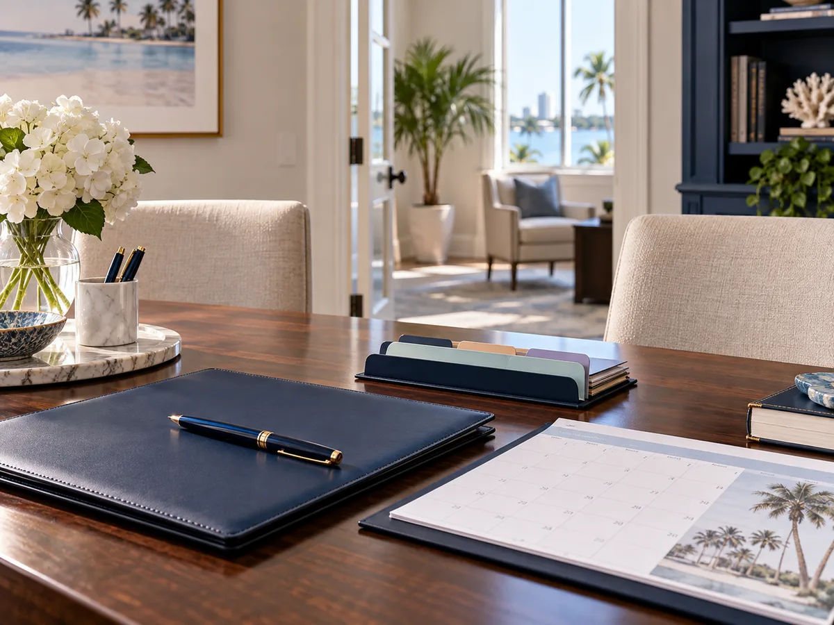 A Florida probate case file prepared for legal review with court papers and an estate work plan