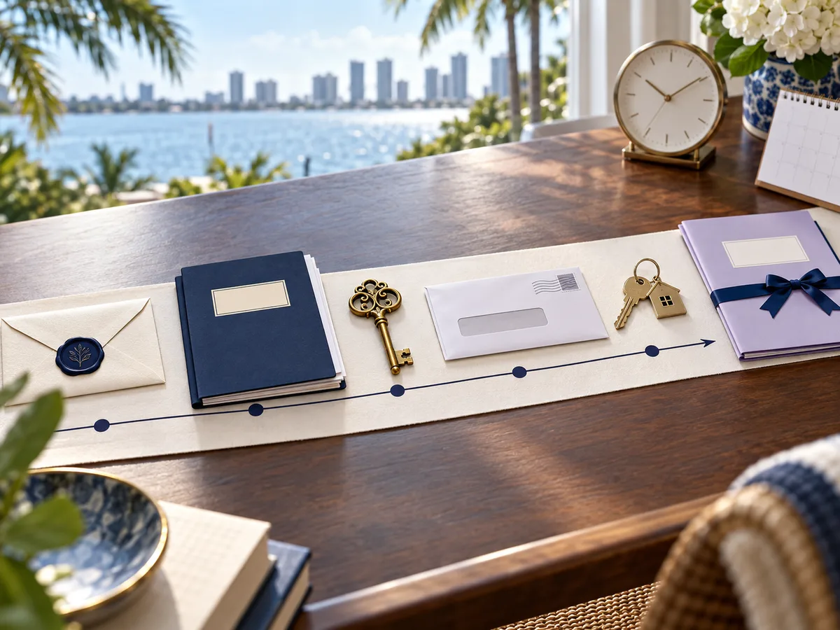 A Florida probate timeline with filing, appointment, creditors, inventory, administration, and closing milestones